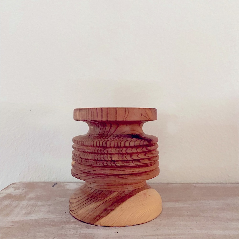 Natural Wooden Candlestick Holder